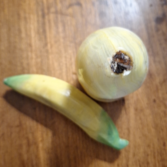 Vintage Italian Polished Alabaster Stone Fruit/Banana Pear Food Decor - Picture 2 of 11